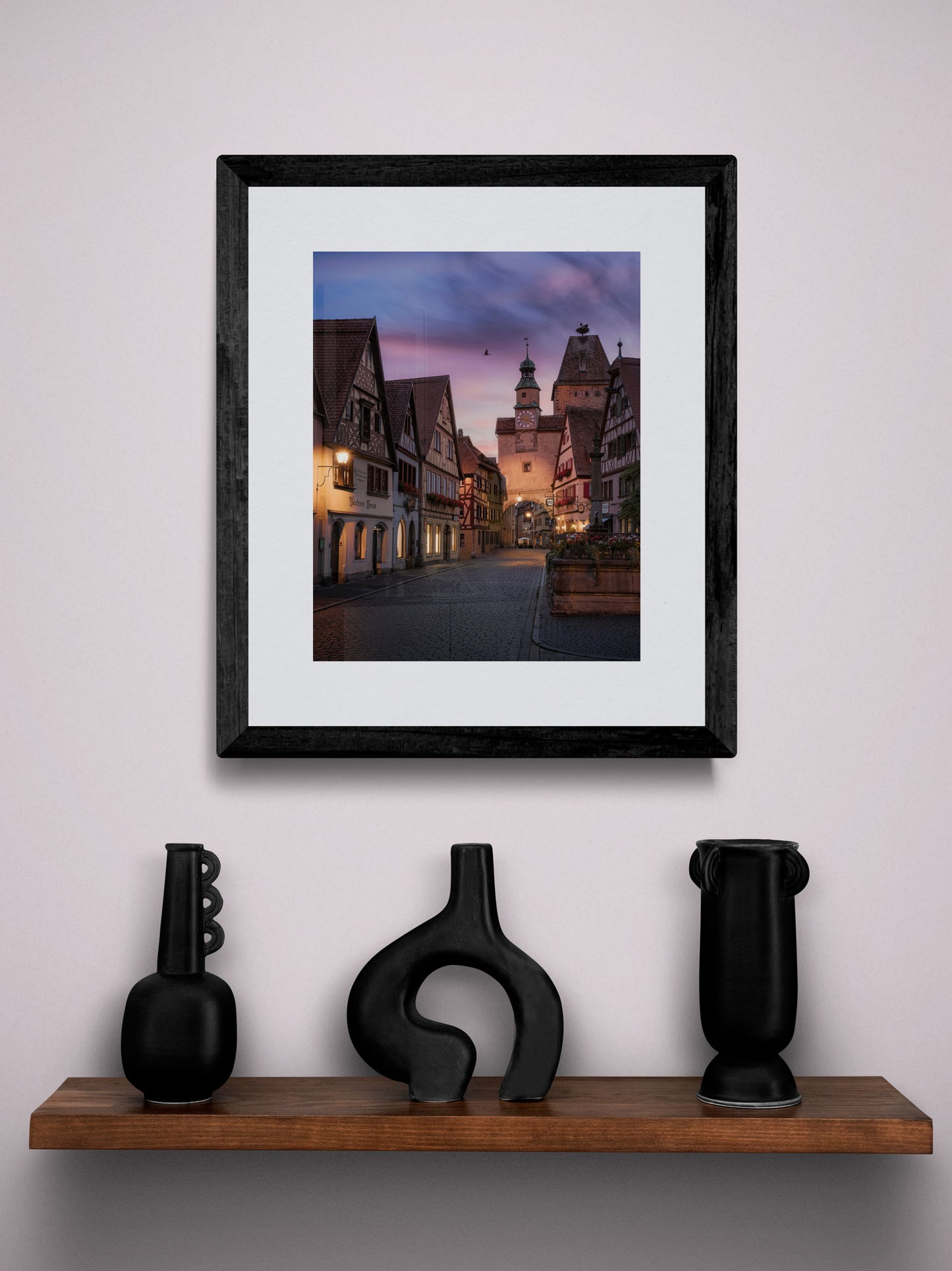 Image Title: Daddy is coming Photographer: Marcus Danz Location: Rothenburg ob der Tauber, Germany Image description: Beautiful sunset view of the Markus Tower n the romantic town of Rothenburg ob der Tauber. High quality Fine Art print up to 36 inch / around 90 centimeters on Hahnemühle paper available. Small variant over shelf.