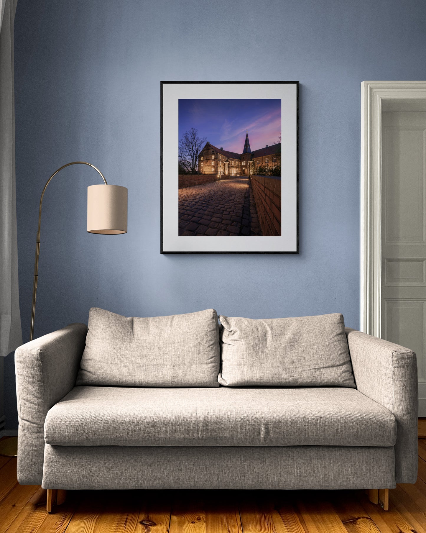 Image Title: Light the Castle Photographer: Marcus Danz Location: Lüdinghausen, Germany Image description: Lüdinghausen Castle is beautifully illuminated on this mild spring evening. High quality Fine Art print up to 36 inch / around 90 centimeters on Hahnemühle paper available. Large variant in living room.