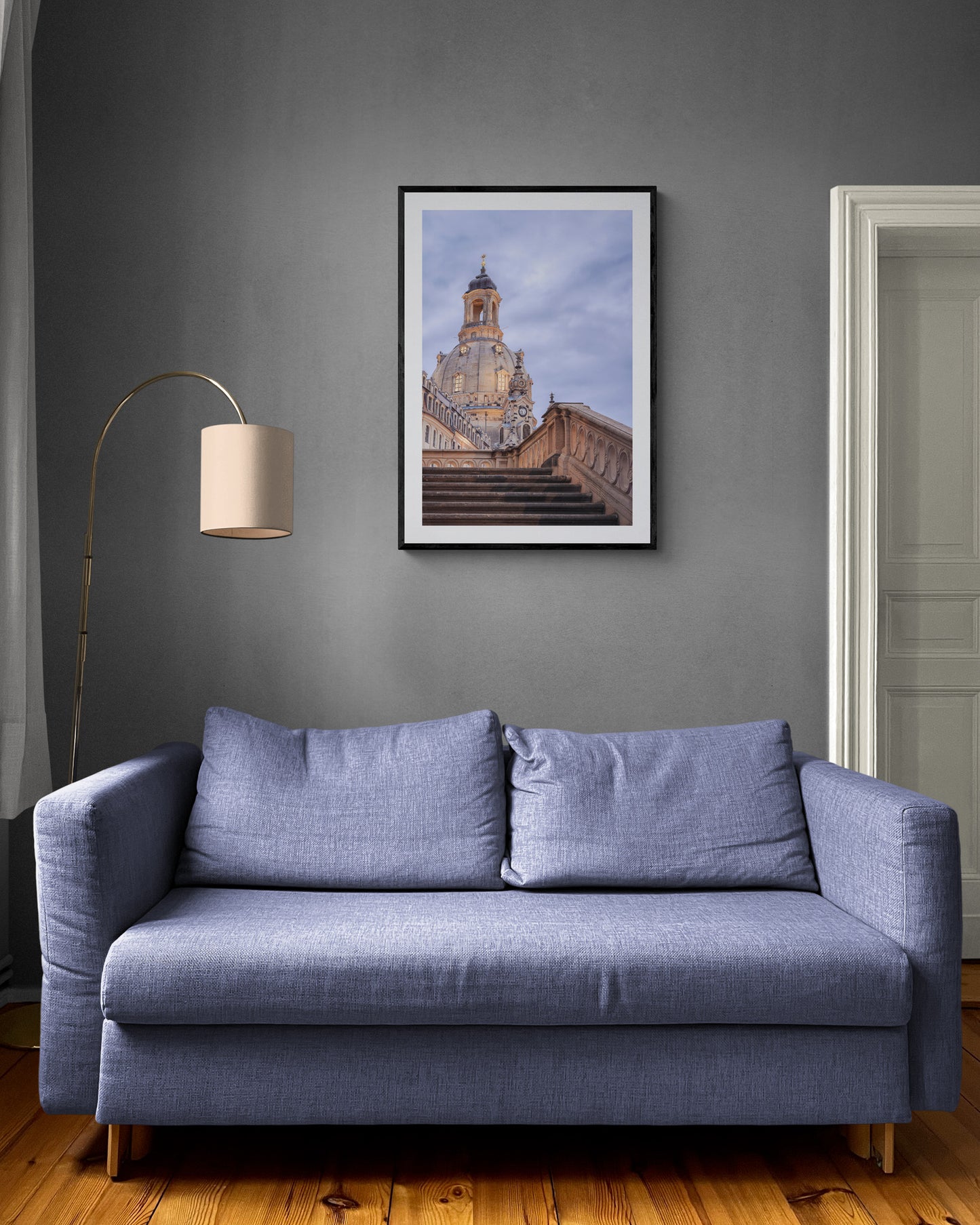 Image Title: Stairway to Heaven Photographer: Marcus Danz Location: Dresden, Germany Image description: In the dawning twilight of this summer evening, the illuminated sandstone of Dresden's "Frauenkirche“ contrasts wonderfully with the blue shades of the sky. High quality Fine Art print up to 36 inch / around 90 centimeters on Hahnemühle paper available. Large variant in living room.