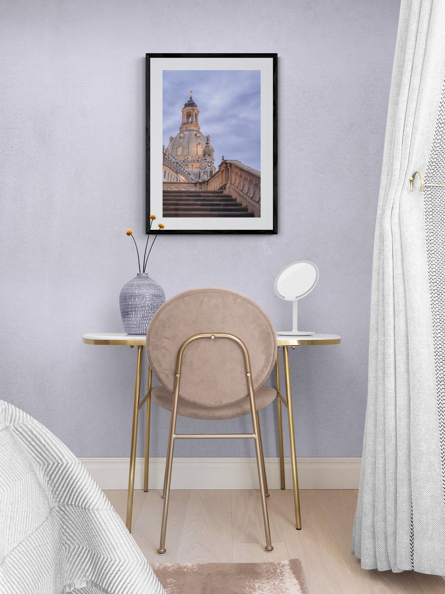 Image Title: Stairway to Heaven Photographer: Marcus Danz Location: Dresden, Germany Image description: In the dawning twilight of this summer evening, the illuminated sandstone of Dresden's "Frauenkirche“ contrasts wonderfully with the blue shades of the sky. High quality Fine Art print up to 36 inch / around 90 centimeters on Hahnemühle paper available. Medium variant in bedroom.