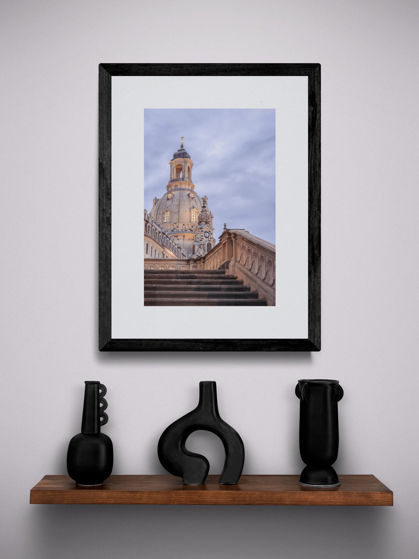 Image Title: Stairway to Heaven Photographer: Marcus Danz Location: Dresden, Germany Image description: In the dawning twilight of this summer evening, the illuminated sandstone of Dresden's "Frauenkirche“ contrasts wonderfully with the blue shades of the sky. High quality Fine Art print up to 36 inch / around 90 centimeters on Hahnemühle paper available. Small variant over shelf.