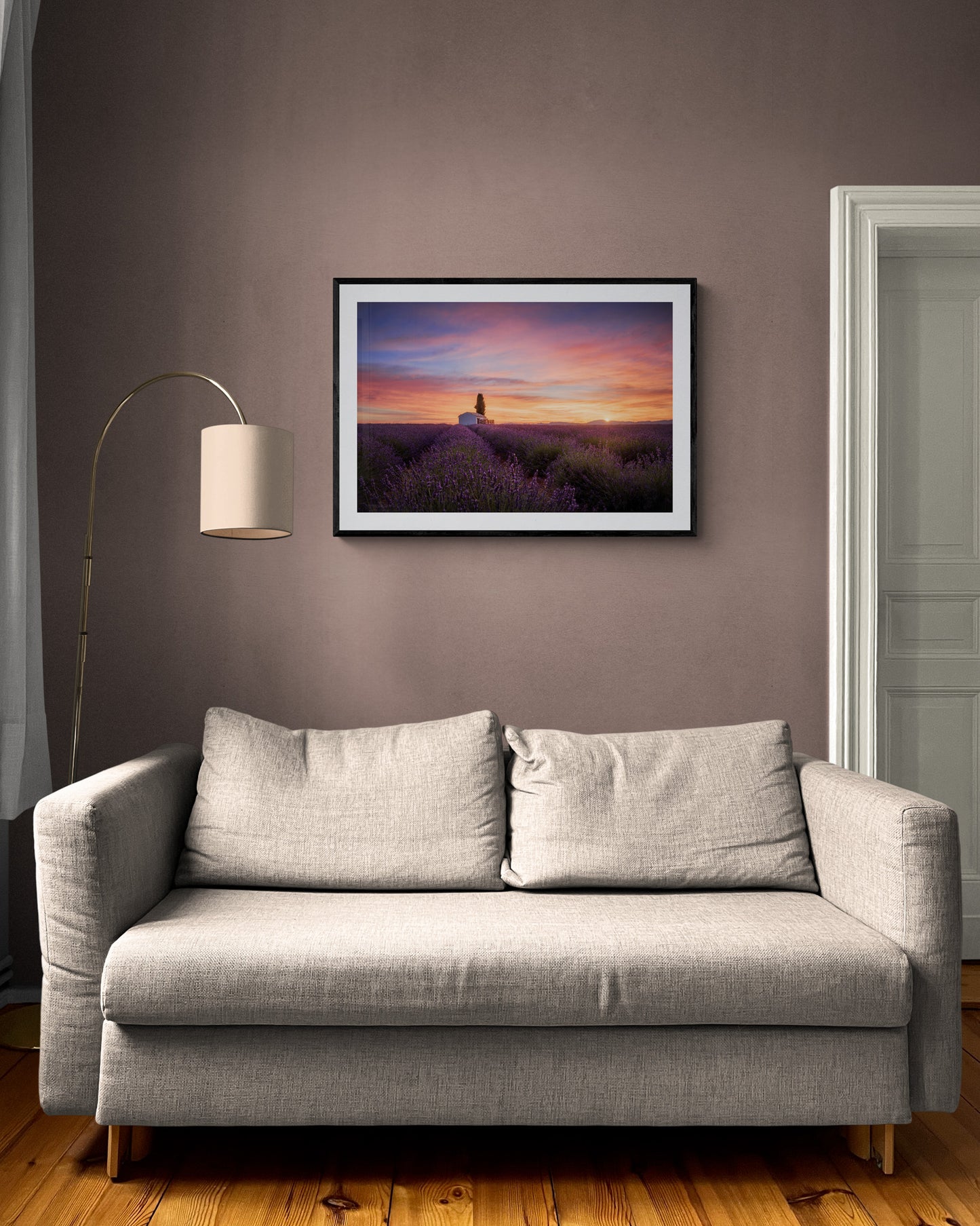 Image Title: A provencal cliche Photographer: Marcus Danz Location: Valensole, France Image description: In the French Provence a spectacular sunrise unfolds over Valensole‘s lush lavender fields. High quality Fine Art print up to 36 inch / around 90 centimeters on Hahnemühle paper available. Large variant in living room.
