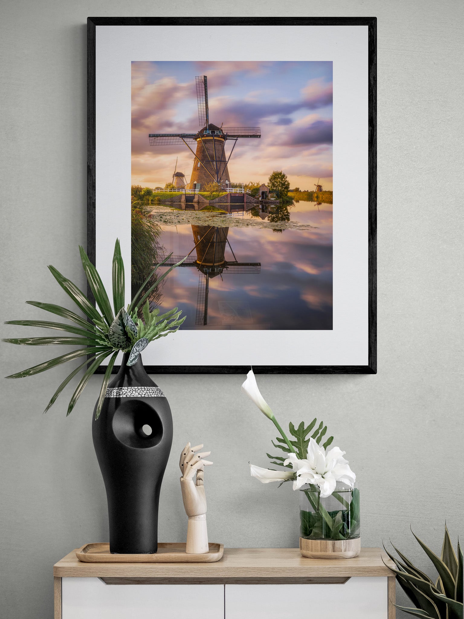 Image Title: Golden Irony Photographer: Marcus Danz Location: Kinderdijk, Netherlands Image description: The iconic windmills in Kinderdijk (Netherlands) present themselves in the warm light of the sunset. High quality Fine Art print up to 36 inch / around 90 centimeters on Hahnemühle paper available. Medium variant over sideboard.