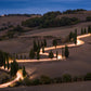 Image Title: Glowing Cypress Road Photographer: Marcus Danz Location: Monticchiello, Italy Image description: Car lights trace the winding course of one of the most beautiful cypress roads in Tuscany, Italy. High quality Fine Art print up to 36 inch / around 90 centimeters on Hahnemühle paper available.