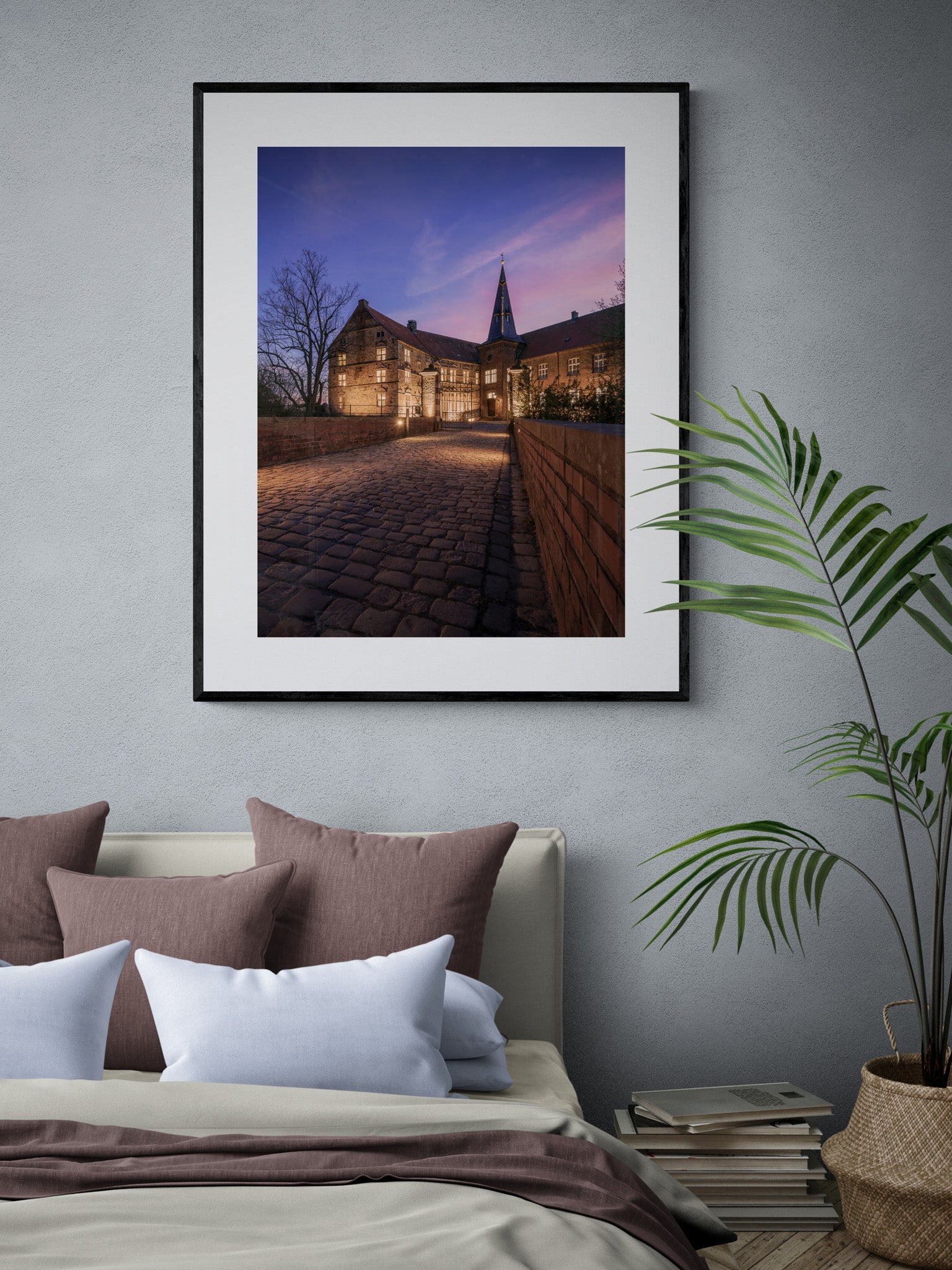 Image Title: Light the Castle Photographer: Marcus Danz Location: Lüdinghausen, Germany Image description: Lüdinghausen Castle is beautifully illuminated on this mild spring evening. High quality Fine Art print up to 36 inch / around 90 centimeters on Hahnemühle paper available. Large variant in bedroom.