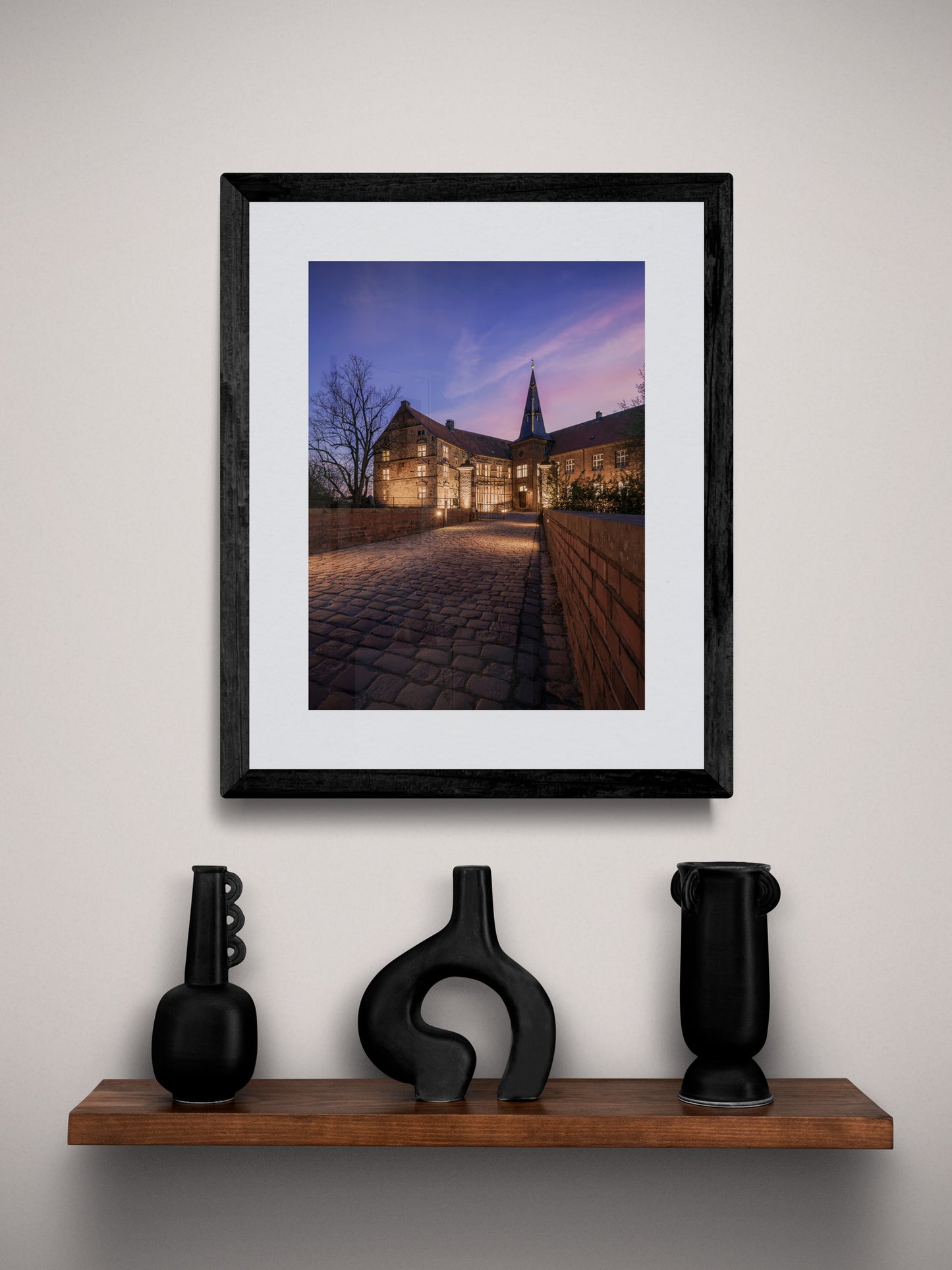 Image Title: Light the Castle Photographer: Marcus Danz Location: Lüdinghausen, Germany Image description: Lüdinghausen Castle is beautifully illuminated on this mild spring evening. High quality Fine Art print up to 36 inch / around 90 centimeters on Hahnemühle paper available. Small variant over shelf.