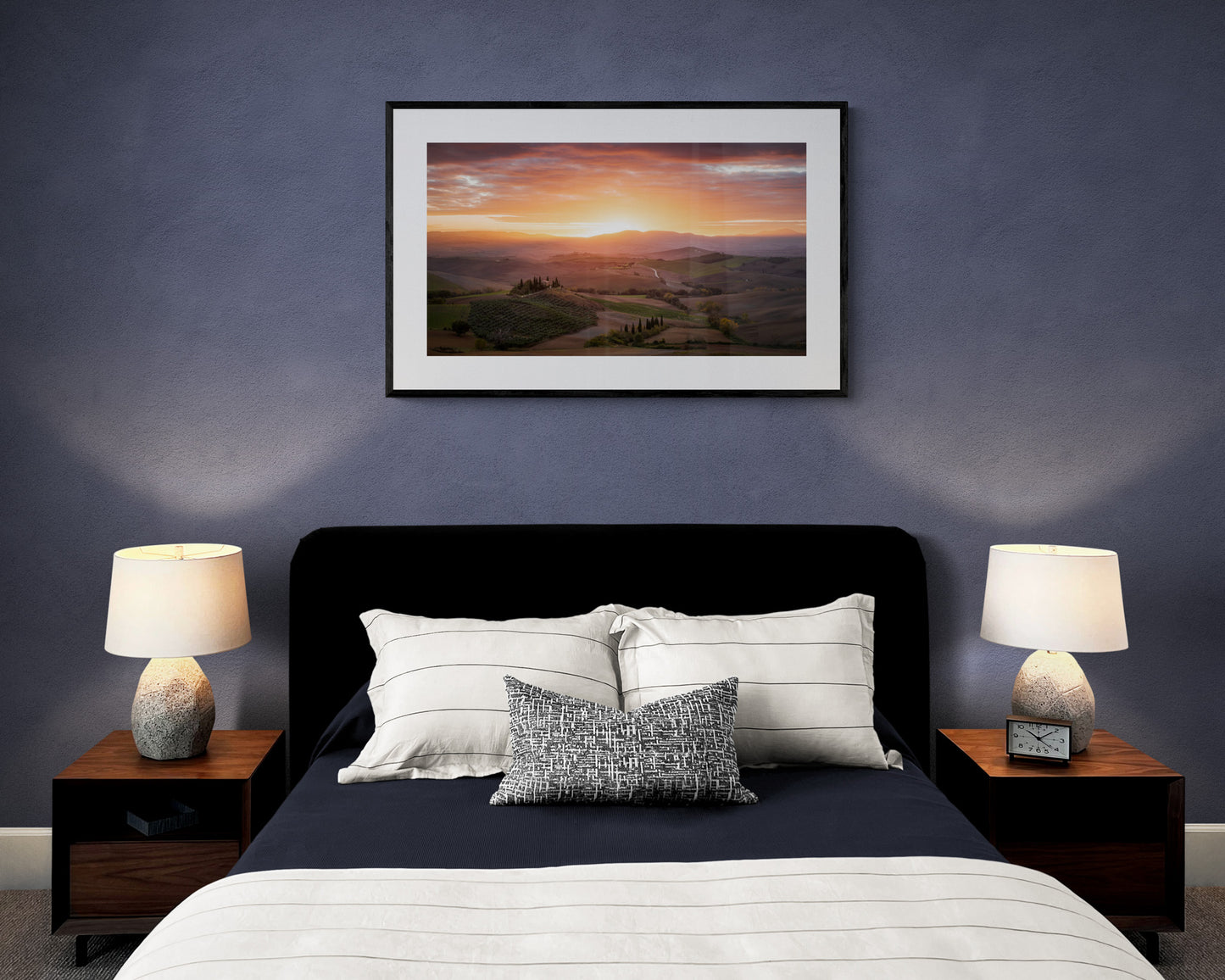 Image Title: Morning Glory Photographer: Marcus Danz Location: Val D'orcia, Italy Image description: The rolling hills of Tuscany and Podere Belvedere are caressed by the soft light of the morning sky. High quality Fine Art print up to 36 inch / around 90 centimeters on Hahnemühle paper available. Large variant in bedroom.