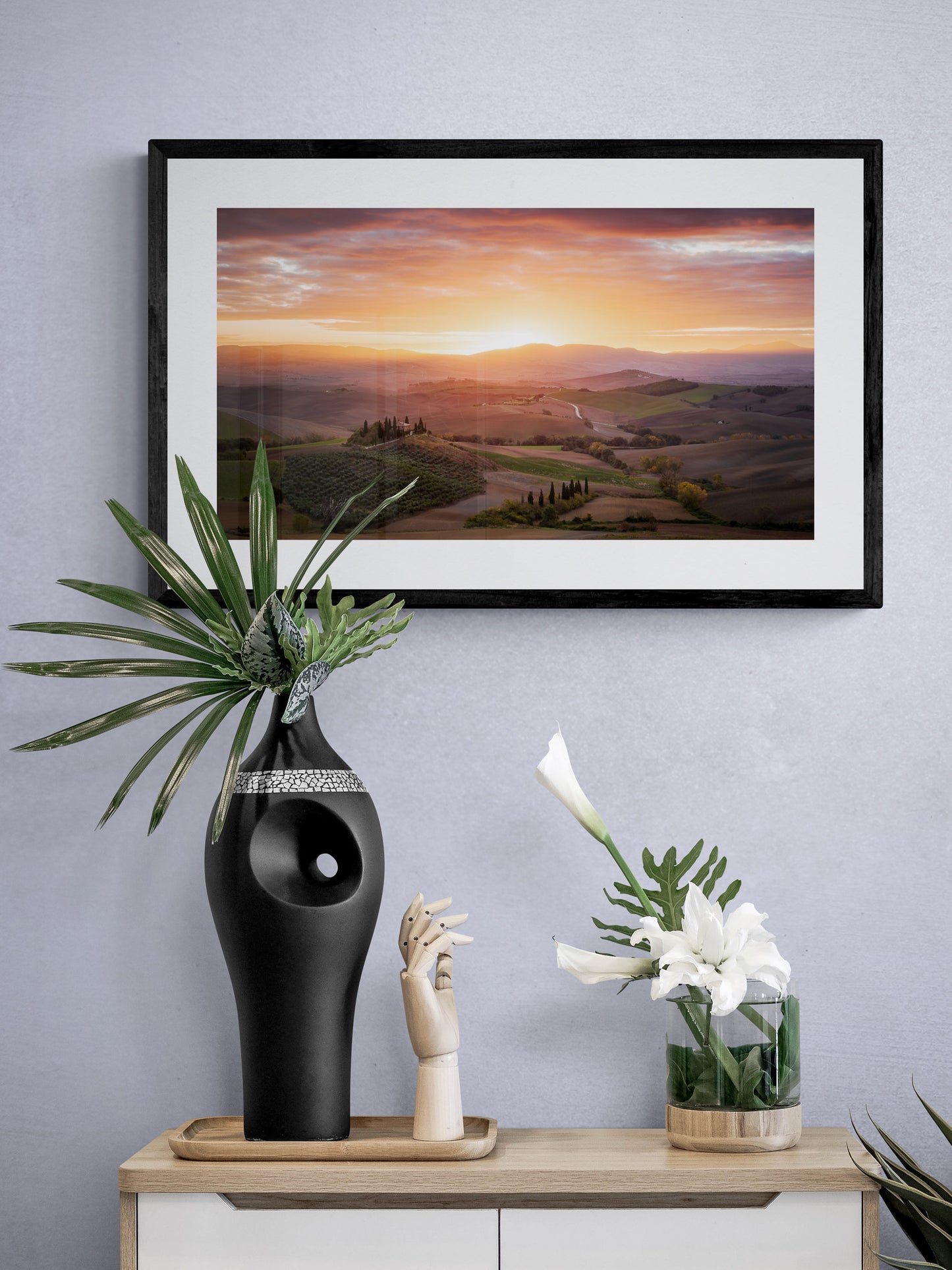 Image Title: Morning Glory Photographer: Marcus Danz Location: Val D'orcia, Italy Image description: The rolling hills of Tuscany and Podere Belvedere are caressed by the soft light of the morning sky. High quality Fine Art print up to 36 inch / around 90 centimeters on Hahnemühle paper available. Medium variant over sideboard.