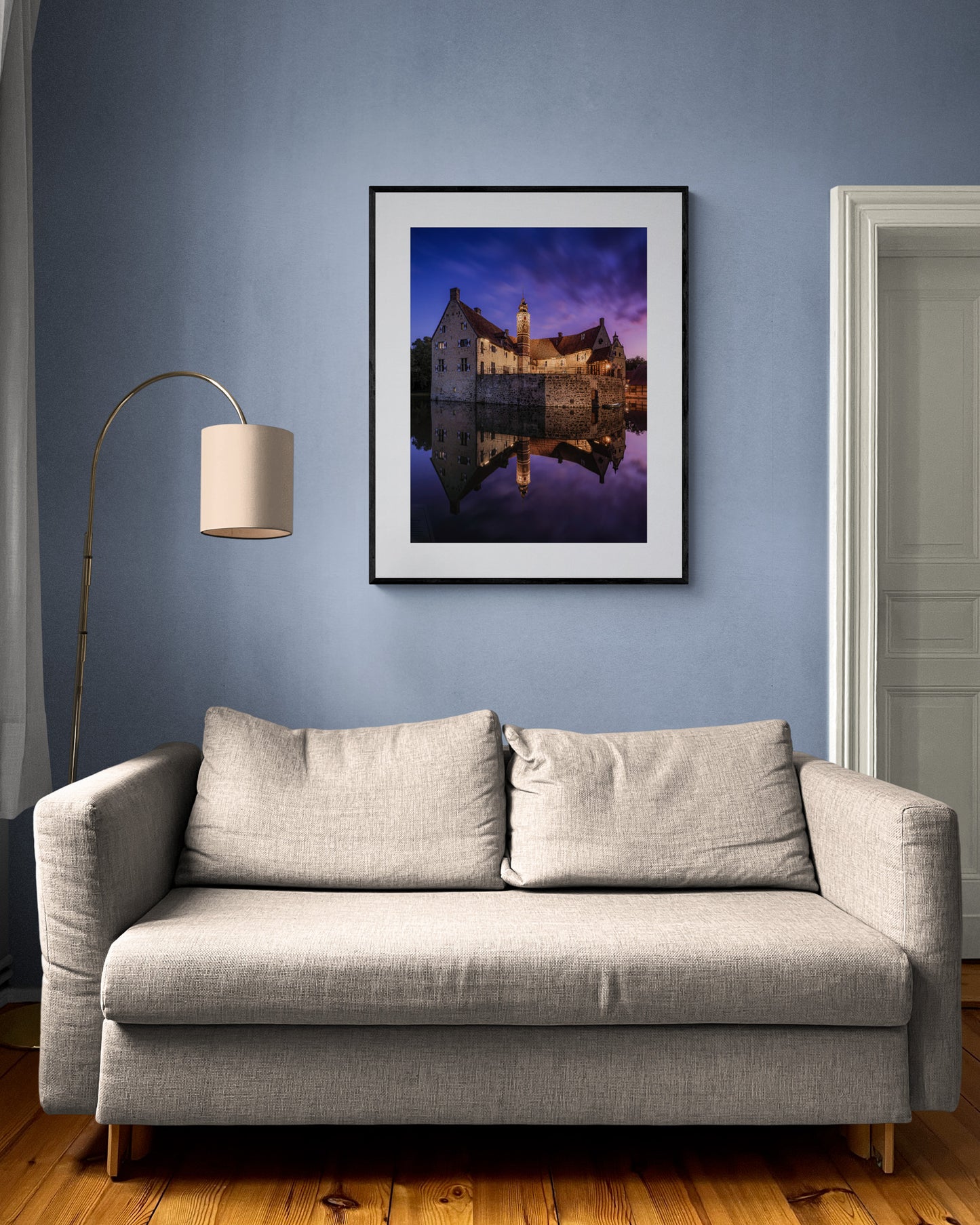 Image Title: Time flies by Photographer: Marcus Danz Location: Lüdinghausen, Germany Image description: Vischering Castle, my home town‘s medieval jewel, shines in all its beauty on this perfect summer evening shortly after sunset. High quality Fine Art print up to 36 inch / around 90 centimeters on Hahnemühle paper available. Large variant in living room.