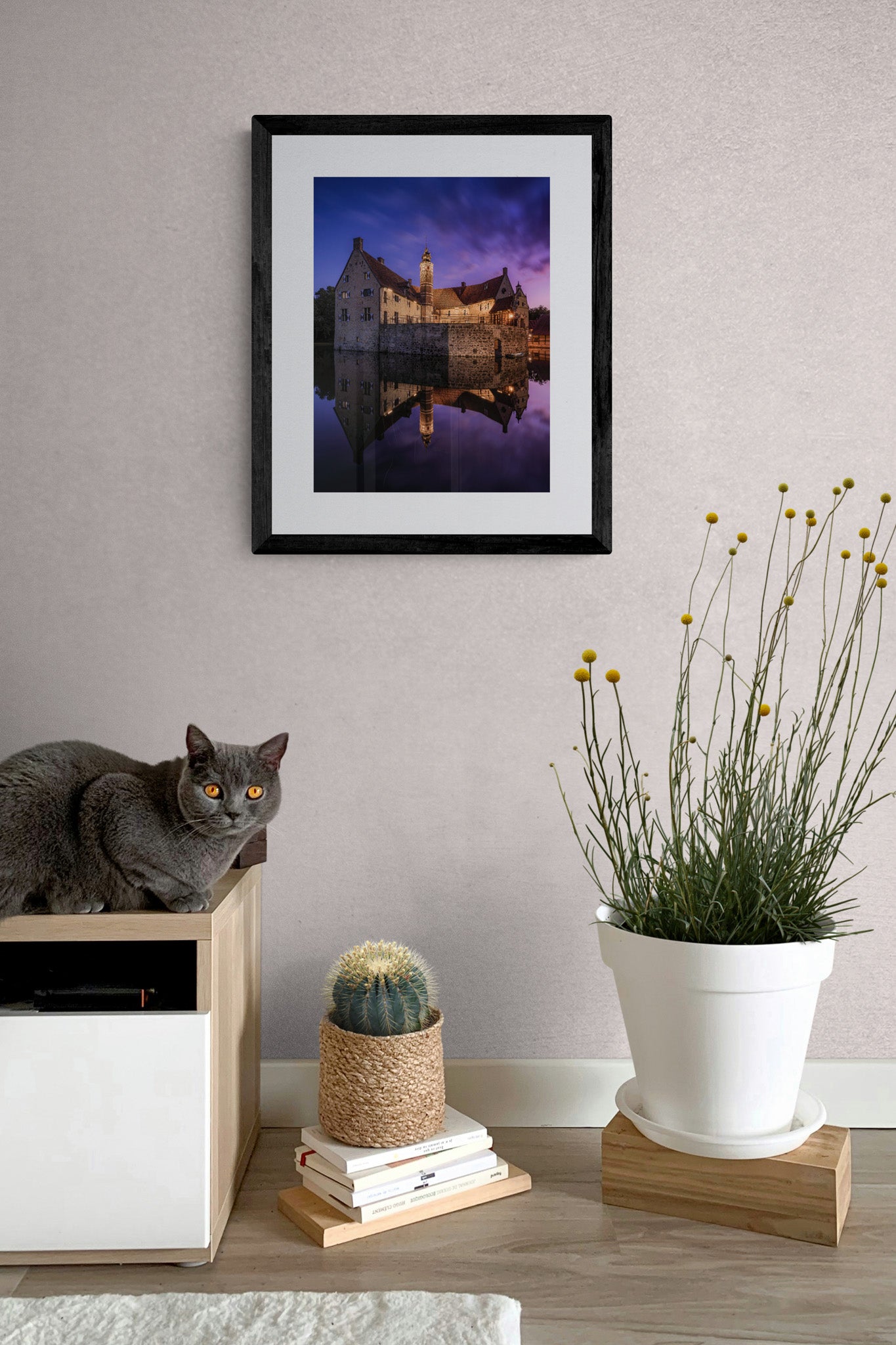 Image Title: Time flies by Photographer: Marcus Danz Location: Lüdinghausen, Germany Image description: Vischering Castle, my home town‘s medieval jewel, shines in all its beauty on this perfect summer evening shortly after sunset. High quality Fine Art print up to 36 inch / around 90 centimeters on Hahnemühle paper available. Small variant in living room.