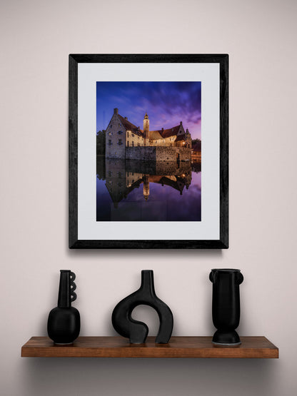 Image Title: Time flies by Photographer: Marcus Danz Location: Lüdinghausen, Germany Image description: Vischering Castle, my home town‘s medieval jewel, shines in all its beauty on this perfect summer evening shortly after sunset. High quality Fine Art print up to 36 inch / around 90 centimeters on Hahnemühle paper available. Small variant over shelf.