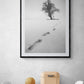 Image Title: The path before you Photographer: Marcus Danz Location: Billerbeck, Germany Image description: Footprints in the snow lead up a hill to a group of trees with a cross. High quality Fine Art print up to 36 inch / around 90 centimeters on Hahnemühle paper available. Large variant over kitchen table.
