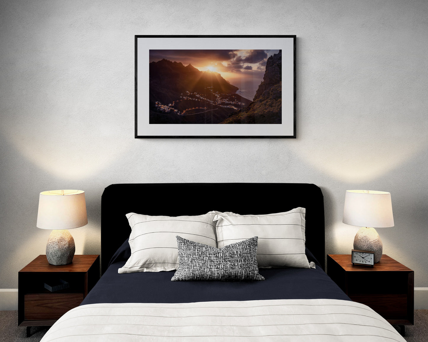 Image Title: The Taganana Twist Photographer: Marcus Danz Location: Tenerife, Spain Image description: Accompanied by the spectacular sunset at the peaks of the Anaga Mountains, the lights of the village of Taganana come to life. High quality Fine Art print up to 36 inch / around 90 centimeters on Hahnemühle paper available. Large variant in bedroom.