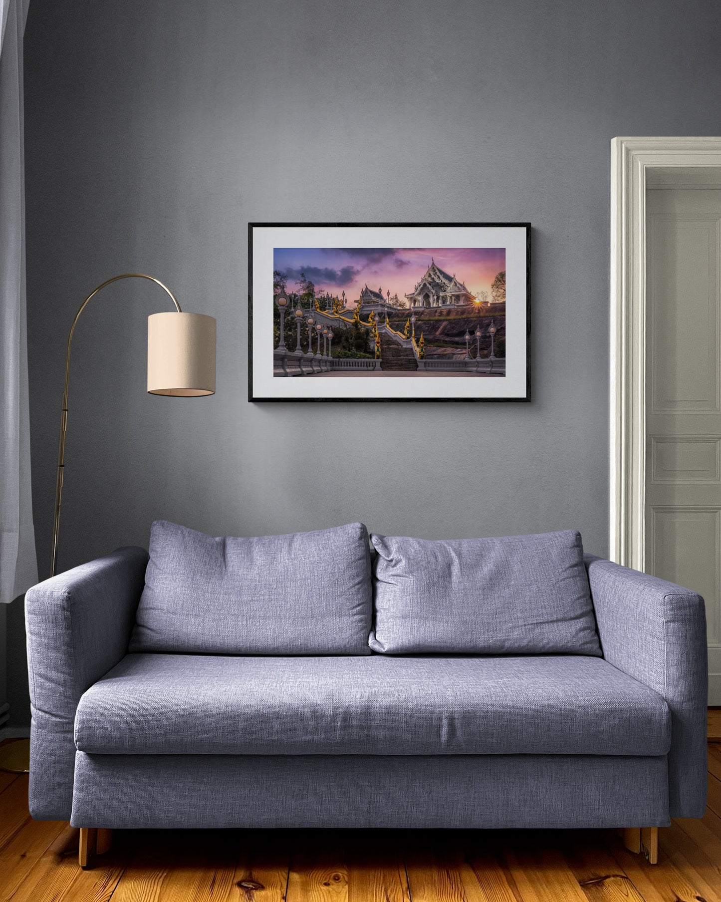 Image Title: The White Temple Photographer: Marcus Danz Location: Krabi, Thailand Image description: Wat Kaew Korawaram, one of the largest local Buddhist temples, appears like an oasis of peace in the last light of the setting sun. High quality Fine Art print up to 36 inch / around 90 centimeters on Hahnemühle paper available. Large variant in living room.