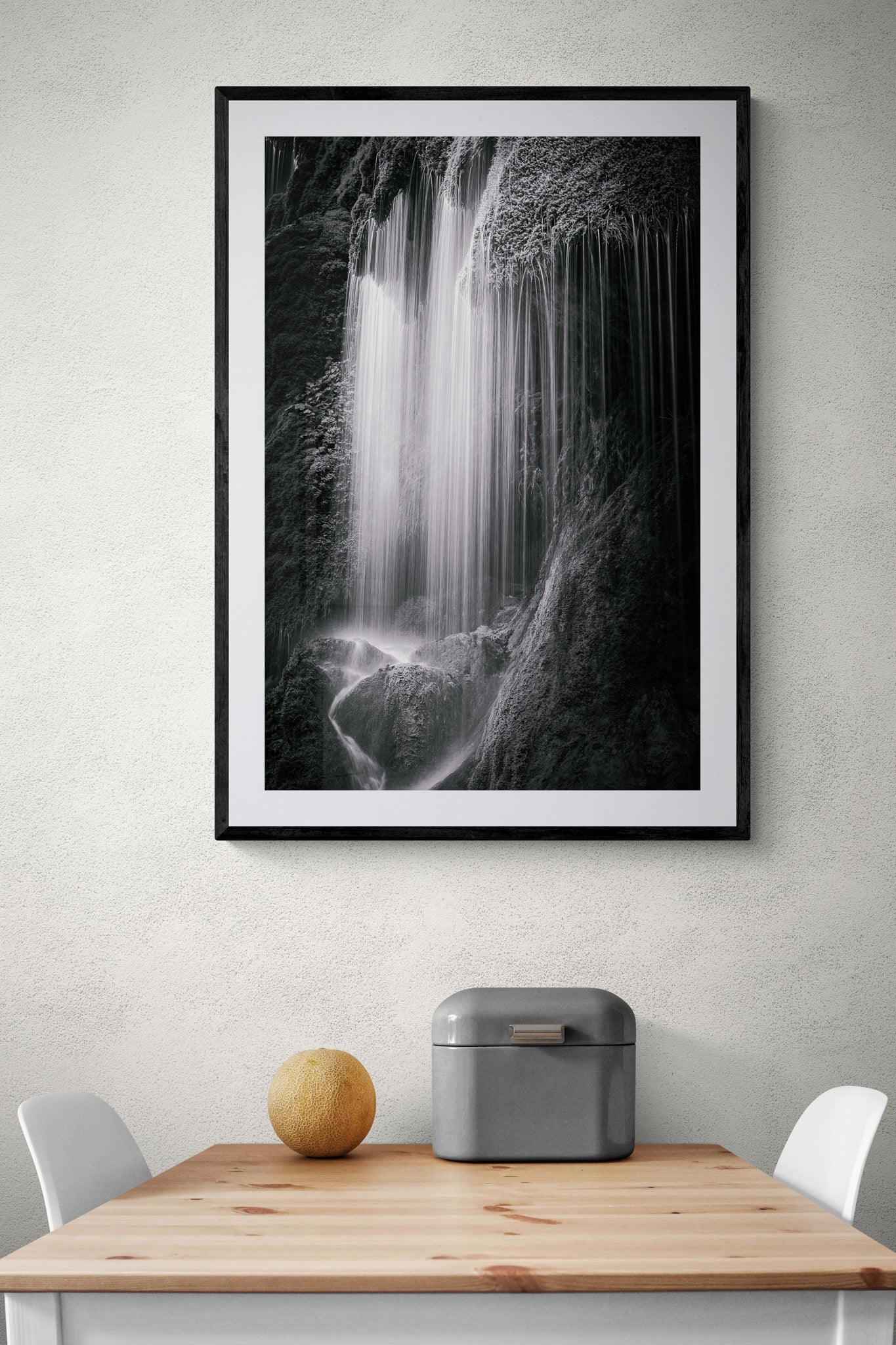 Image Title: Veil of Water Photographer: Marcus Danz Location: Wildsteig, Germany Image description: Fanned out by the moss growth, this waterfall (Schleierfälle) conjures up a gentle veil that seems to be made of precious silk threads. High quality Fine Art print up to 36 inch / around 90 centimeters on Hahnemühle paper available. Large variant over kitchen table.