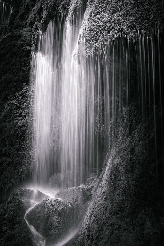 Image Title: Veil of Water Photographer: Marcus Danz Location: Wildsteig, Germany Image description: Fanned out by the moss growth, this waterfall (Schleierfälle) conjures up a gentle veil that seems to be made of precious silk threads. High quality Fine Art print up to 36 inch / around 90 centimeters on Hahnemühle paper available.